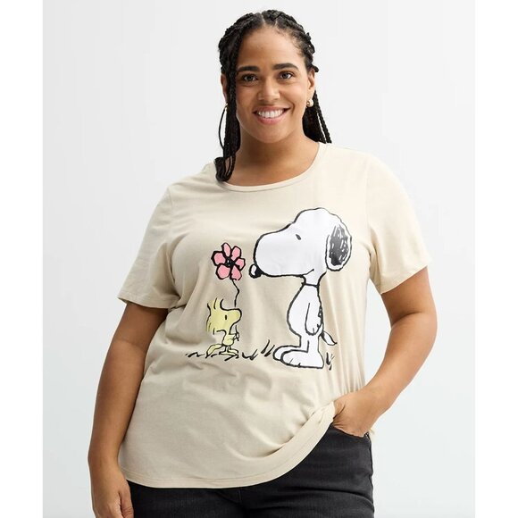 Plus Size 5X Peanuts Snoopy & Woodstock Flower Graphic Tee NWT - Picture 1 of 2